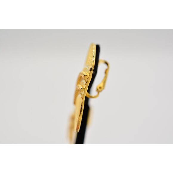Pakula Vintage Clip On Earrings Clam Shell Brushed Gold Signed Chunky 80s BinAS - Picture 10 of 12